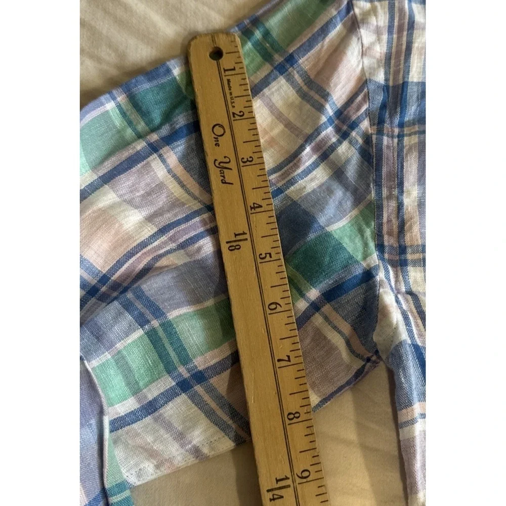 Brooks Brothers 1818 Regular Fit Linen Button Down Plaid Shirt Mens Small New - Picture 6 of 10